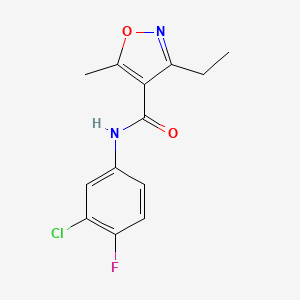 molecular formula C13H12ClFN2O2 B5771474 N-(3-CHLORO-4-FLUOROPHENYL)-3-ETHYL-5-METHYL-12-OXAZOLE-4-CARBOXAMIDE 