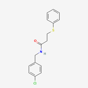molecular formula C16H16ClNOS B5771513 N-[(4-chlorophenyl)methyl]-3-phenylsulfanylpropanamide 