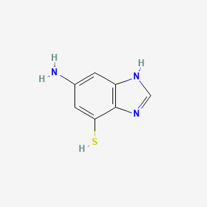 molecular formula C7H7N3S B577184 5-Amino-1H-benzo[d]imidazole-7-thiol CAS No. 10597-56-5