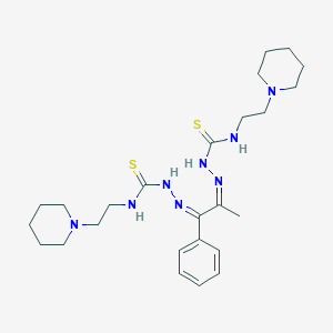 molecular formula C25H40N8S2 B577232 1-[(Z)-[(1Z)-1-phenyl-1-(2-piperidin-1-ylethylcarbamothioylhydrazinylidene)propan-2-ylidene]amino]-3-(2-piperidin-1-ylethyl)thiourea CAS No. 13521-11-4