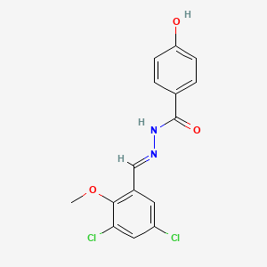 molecular formula C15H12Cl2N2O3 B5772408 N'-(3,5-dichloro-2-methoxybenzylidene)-4-hydroxybenzohydrazide 