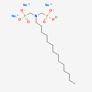 molecular formula C16H34NNa3O6P2 B577293 Trisodium hydrogen ((tetradecylimino)bis(methylene))diphosphonate CAS No. 13868-69-4