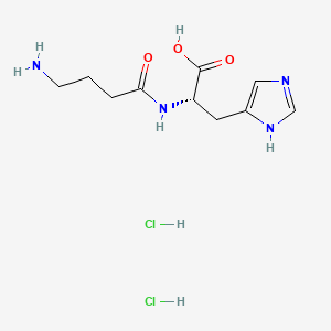 molecular formula C10H18Cl2N4O3 B577324 (2S)-2-(4-aminobutanamido)-3-(1H-imidazol-4-yl)propanoic acid dihydrochloride CAS No. 1807885-26-2