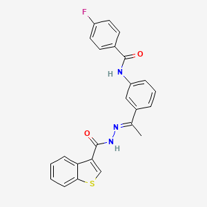 molecular formula C24H18FN3O2S B5773339 N-{3-[N-(1-benzothien-3-ylcarbonyl)ethanehydrazonoyl]phenyl}-4-fluorobenzamide 