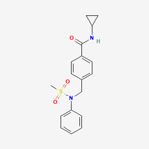 molecular formula C18H20N2O3S B5773352 N-cyclopropyl-4-[(N-methylsulfonylanilino)methyl]benzamide 