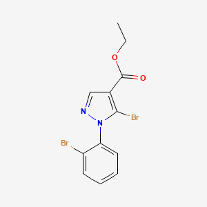 molecular formula C12H10Br2N2O2 B577352 Ethyl 5-bromo-1-(2-bromophenyl)-1H-pyrazole-4-carboxylate CAS No. 1245093-30-4