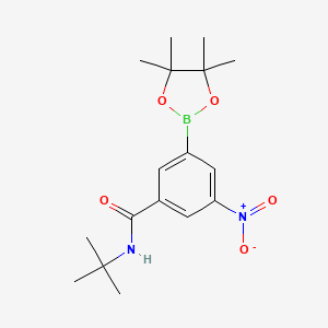 molecular formula C17H25BN2O5 B577372 N-tert-butyl-3-nitro-5-(4,4,5,5-tetramethyl-1,3,2-dioxaborolan-2-yl)benzamide CAS No. 1309980-13-9