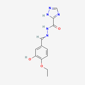 molecular formula C12H13N5O3 B5773892 N-[(4-ethoxy-3-hydroxyphenyl)methylideneamino]-1H-1,2,4-triazole-5-carboxamide 