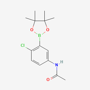 molecular formula C14H19BClNO3 B577414 N-(4-Chloro-3-(4,4,5,5-tetramethyl-1,3,2-dioxaborolan-2-yl)phenyl)acetamide CAS No. 1218789-92-4