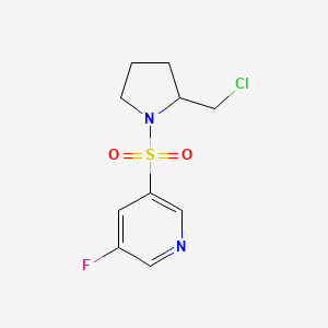 molecular formula C10H12ClFN2O2S B577415 3-(2-(Chloromethyl)pyrrolidin-1-ylsulfonyl)-5-fluoropyridine CAS No. 1273683-57-0