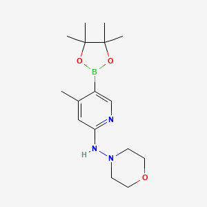 molecular formula C16H26BN3O3 B577440 n-(4-Methyl-5-(4,4,5,5-tetramethyl-1,3,2-dioxaborolan-2-yl)pyridin-2-yl)morpholin-4-amine CAS No. 1352414-69-7