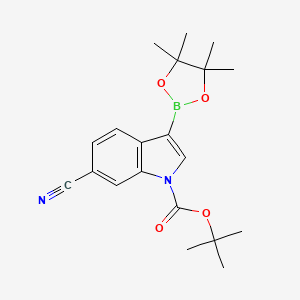 molecular formula C20H25BN2O4 B577448 tert-Butyl 6-cyano-3-(4,4,5,5-tetramethyl-1,3,2-dioxaborolan-2-yl)-1H-indole-1-carboxylate CAS No. 1218790-23-8