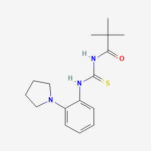 molecular formula C16H23N3OS B5775058 2,2-dimethyl-N-{[2-(pyrrolidin-1-yl)phenyl]carbamothioyl}propanamide 