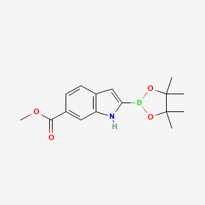 molecular formula C16H20BNO4 B577533 Methyl 2-(4,4,5,5-tetramethyl-1,3,2-dioxaborolan-2-yl)-1H-indole-6-carboxylate CAS No. 1256359-21-3