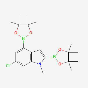 molecular formula C21H30B2ClNO4 B577553 6-Chloro-1-methyl-2,4-bis(4,4,5,5-tetramethyl-1,3,2-dioxaborolan-2-yl)-1H-indole CAS No. 1256360-39-0