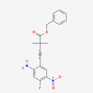 molecular formula C19H17FN2O4 B577564 Benzyl 4-(2-amino-4-fluoro-5-nitrophenyl)-2,2-dimethylbut-3-ynoate CAS No. 1225589-66-1