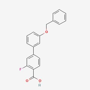molecular formula C20H15FO3 B577589 3'-(Benzyloxy)-3-fluoro-[1,1'-biphenyl]-4-carboxylic acid CAS No. 1261981-29-6