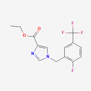 molecular formula C14H12F4N2O2 B577618 Ethyl 1-(2-fluoro-5-(trifluoromethyl)benzyl)-1H-imidazole-4-carboxylate CAS No. 1260789-05-6