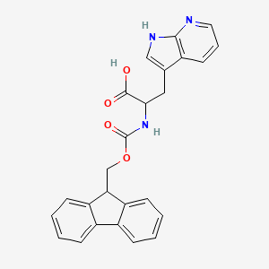molecular formula C25H21N3O4 B577621 2-((((9H-Fluoren-9-yl)methoxy)carbonyl)amino)-3-(1H-pyrrolo[2,3-b]pyridin-3-yl)propanoic acid CAS No. 1219143-85-7