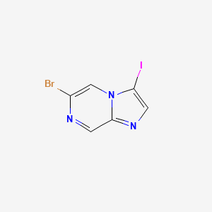 molecular formula C6H3BrIN3 B577635 6-Bromo-3-iodoimidazo[1,2-a]pyrazine CAS No. 1245644-42-1