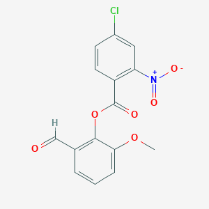 molecular formula C15H10ClNO6 B5776479 (2-Formyl-6-methoxyphenyl) 4-chloro-2-nitrobenzoate 