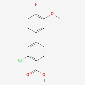 molecular formula C14H10ClFO3 B577652 2-Chloro-4-(4-fluoro-3-methoxyphenyl)benzoic acid CAS No. 1261892-14-1