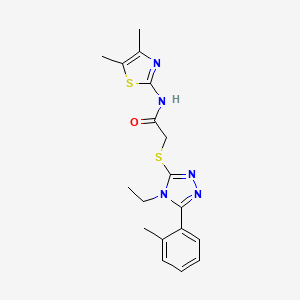 molecular formula C18H21N5OS2 B5776808 N-(4,5-dimethyl-1,3-thiazol-2-yl)-2-{[4-ethyl-5-(2-methylphenyl)-4H-1,2,4-triazol-3-yl]sulfanyl}acetamide 