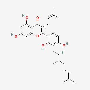 molecular formula C30H34O6 B577687 3'-Geranyl-3-prenyl-2',4',5,7-tetrahydroxyflavone CAS No. 1334309-44-2