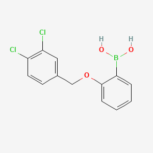 molecular formula C13H11BCl2O3 B577689 2-(3,4-Dichlorophenylmethoxy)phenylboronic acid CAS No. 1256355-84-6
