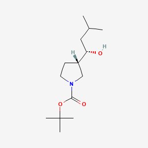 molecular formula C14H27NO3 B577693 (S)-tert-Butyl 3-((S)-1-hydroxy-3-methylbutyl)pyrrolidine-1-carboxylate CAS No. 1251570-88-3
