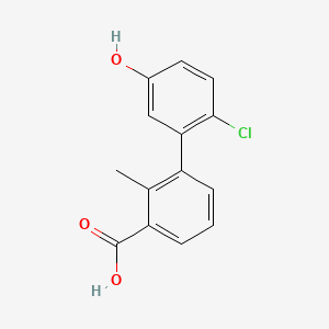 molecular formula C14H11ClO3 B577699 3-(2-Chloro-5-hydroxyphenyl)-2-methylbenzoic acid CAS No. 1261946-22-8