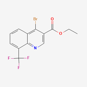 molecular formula C13H9BrF3NO2 B577704 Ethyl 4-bromo-8-(trifluoromethyl)quinoline-3-carboxylate CAS No. 1242260-78-1