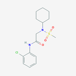molecular formula C15H21ClN2O3S B5777379 N-(2-chlorophenyl)-2-[cyclohexyl(methylsulfonyl)amino]acetamide 