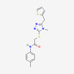 molecular formula C17H18N4OS2 B5777426 N-(4-METHYLPHENYL)-2-{[4-METHYL-5-(2-THIENYLMETHYL)-4H-1,2,4-TRIAZOL-3-YL]SULFANYL}ACETAMIDE 