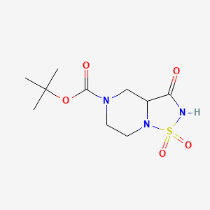 molecular formula C10H17N3O5S B577788 tert-Butyl 3-oxotetrahydro-2H-[1,2,5]thiadiazolo[2,3-a]pyrazine-5(3H)-carboxylate 1,1-dioxide CAS No. 1255574-37-8