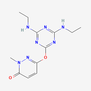 molecular formula C12H17N7O2 B5777985 6-[[4,6-Bis(ethylamino)-1,3,5-triazin-2-yl]oxy]-2-methylpyridazin-3-one 