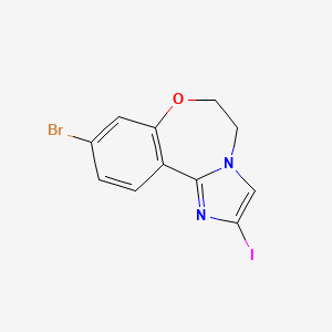 molecular formula C11H8BrIN2O B577851 9-BROMO-2-IODO-5,6-DIHYDROBENZO[F]IMIDAZO[1,2-D][1,4]OXAZEPINE CAS No. 1282516-69-1