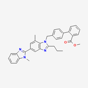 molecular formula C34H32N4O2 B577856 4'-[(1,7'-Dimethyl-2'-propyl[2,5'-bi-1H-benzimidazol]-1'-yl)methyl][1,1'-biphenyl]-2-carboxylic Acid Methyl Ester CAS No. 1338830-37-7