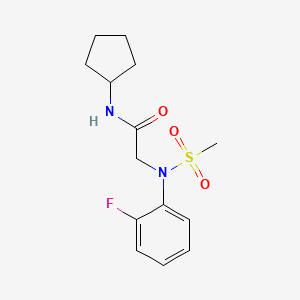 molecular formula C14H19FN2O3S B5778688 N-cyclopentyl-2-(2-fluoro-N-methylsulfonylanilino)acetamide 