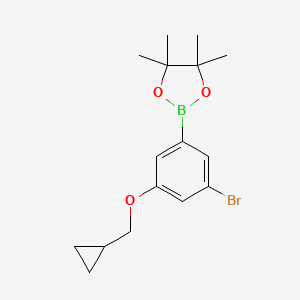 molecular formula C16H22BBrO3 B577876 2-(3-Bromo-5-(cyclopropylmethoxy)phenyl)-4,4,5,5-tetramethyl-1,3,2-dioxaborolane CAS No. 1218789-49-1