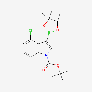 molecular formula C19H25BClNO4 B577880 tert-Butyl 4-chloro-3-(4,4,5,5-tetramethyl-1,3,2-dioxaborolan-2-yl)-1H-indole-1-carboxylate CAS No. 1256359-94-0