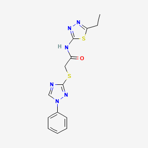 molecular formula C14H14N6OS2 B5778957 N~1~-(5-ETHYL-1,3,4-THIADIAZOL-2-YL)-2-[(1-PHENYL-1H-1,2,4-TRIAZOL-3-YL)SULFANYL]ACETAMIDE 