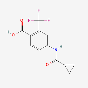 molecular formula C12H10F3NO3 B577896 4-[(Cyclopropylcarbonyl)amino]-2-(trifluoromethyl)benzoic acid CAS No. 1314406-50-2