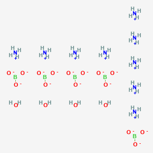 molecular formula B5H44N9O19-6 B577927 Nonaazanium;pentaborate;tetrahydrate CAS No. 12046-04-7