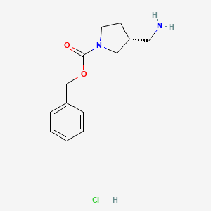 molecular formula C13H19ClN2O2 B577941 (R)-Benzyl 3-(aminomethyl)pyrrolidine-1-carboxylate hydrochloride CAS No. 1217726-65-2