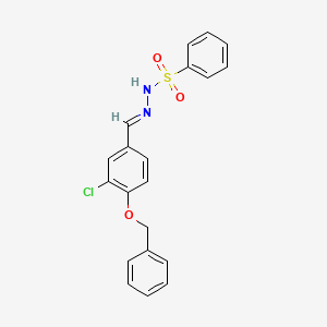molecular formula C20H17ClN2O3S B5779471 N'~1~-{(E)-1-[4-(BENZYLOXY)-3-CHLOROPHENYL]METHYLIDENE}-1-BENZENESULFONOHYDRAZIDE 
