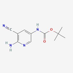 molecular formula C11H14N4O2 B577962 叔丁基（6-氨基-5-氰基吡啶-3-基）氨基甲酸酯 CAS No. 1256643-33-0
