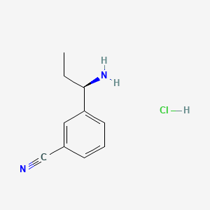 molecular formula C10H13ClN2 B577971 (R)-3-(1-Aminopropyl)benzonitrile hydrochloride CAS No. 1253792-93-6