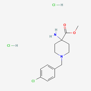 molecular formula C14H21Cl3N2O2 B577991 Methyl 4-amino-1-(4-chlorobenzyl)piperidine-4-carboxylate dihydrochloride CAS No. 1210494-26-0
