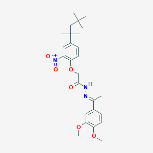 molecular formula C26H35N3O6 B5780066 N-[(E)-1-(3,4-dimethoxyphenyl)ethylideneamino]-2-[2-nitro-4-(2,4,4-trimethylpentan-2-yl)phenoxy]acetamide 
